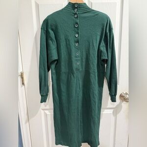 Vintage Express Forest Green Long Sleeve Dress Button up back excellent cond!